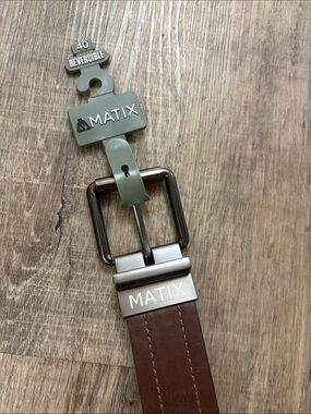 Matix Brown Leather Belt with Silver Hardware - Reversible Style